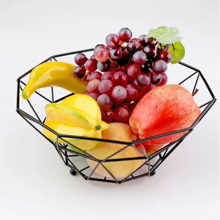 Alte accesorii - Cos fructe, metal , negru, 27.5 x 27.5 x 12cm