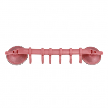 Alte accesorii - Cuier cu ventuze pentru baie, suport pe colt din plastic cu ventuze, roz