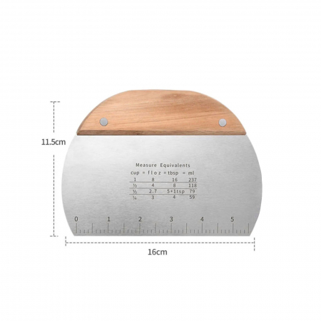 Cutit pentru aluat, taietor de aluat, racleta patiserie inox cu maner din lemn [3]