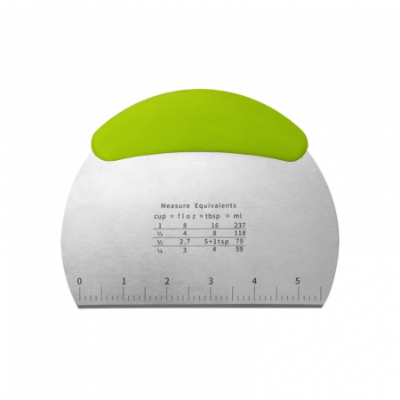 Ustensile din silicon - Cutit pentru aluat, taietor de aluat, racleta patiserie inox cu maner din silicon, verde
