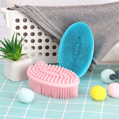 Perie pentru corp 2 in 1, din silicon pentru curatare, exfoliere si masaj corporal [8]