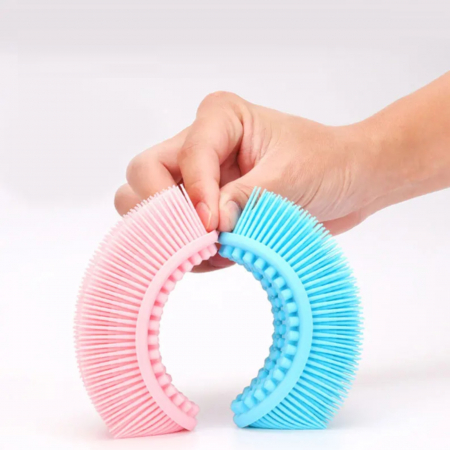 Perie pentru corp 2 in 1, din silicon pentru curatare, exfoliere si masaj corporal [6]