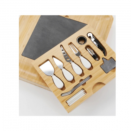 Platou pentru branzeturi, set tocator din lemn si placa ceramica [4]