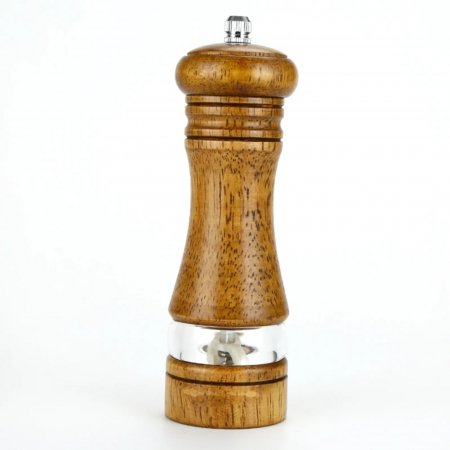 Rasnite si dozatoare condimente - Rasnita din lemn si sticla, pentru sare si alte condimente, cu mecanism de macinare ceramic, 17 cm