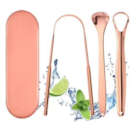 Alte accesorii - Set 3 ustensile INOX ORAL CARE pentru curatarea limbii + cutie metal