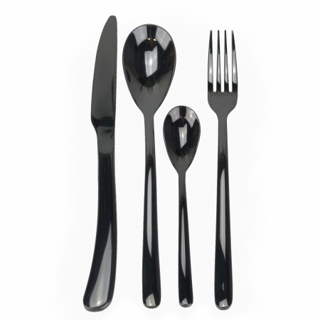 Ustensile din inox - Set 4 tacamuri negre inox