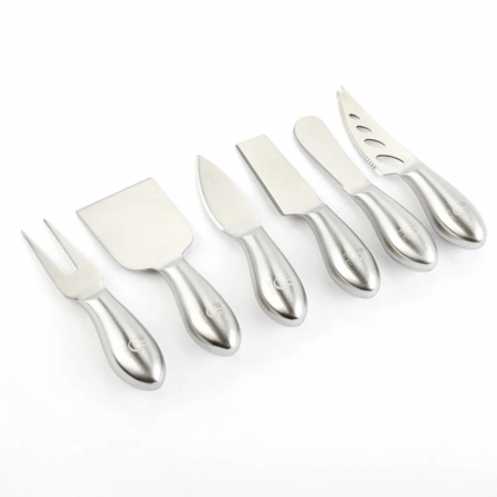 Servire aperitive - Set 6 cutite pentru branzeturi + cadou un tocator din lemn cu maner