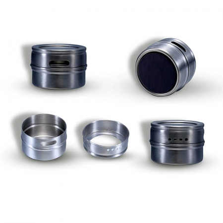 Set 6 recipiente cu magnet, pentru condimente, INOX [4]