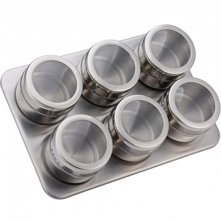 Set 6 recipiente cu magnet, pentru condimente, INOX [1]