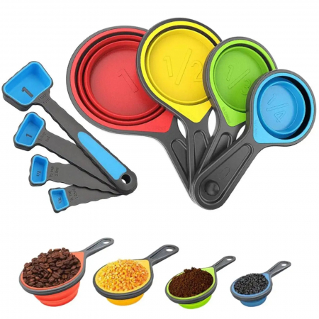 Alte ustensile - Set 8 cupe pliabile din silicon pentru masurat