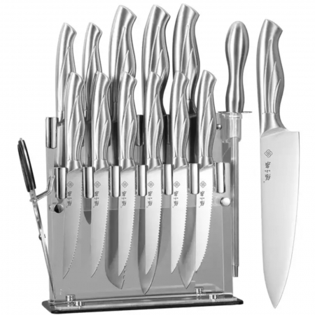 Cutite si seturi de cutite - Set cutite din inox, 14 piese in set, 11 cutite, 1 foarfeca, 1 masat diamant, 1 suport acrilic
