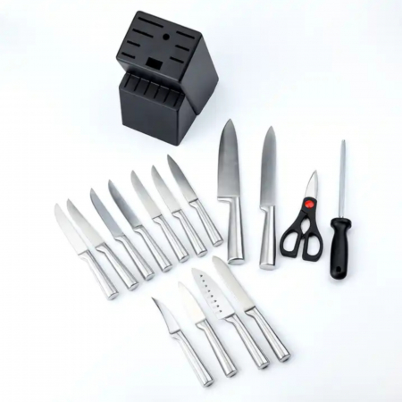 Cutite si seturi de cutite - Set cutite din inox, 16 piese in set, 13 cutite, 1 foarfeca, 1 masat diamant, 1 suport