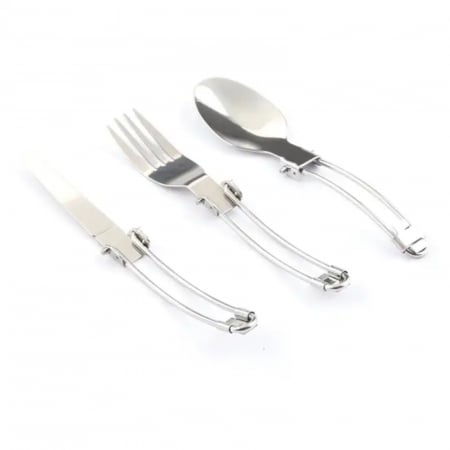 Ustensile din inox - Set tacamuri pliabile pentru camping, inox