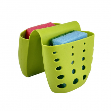Alte accesorii - Suport dublu pentru burete, suport burete bucatarie, organizator chiuveta bucatarie, verde