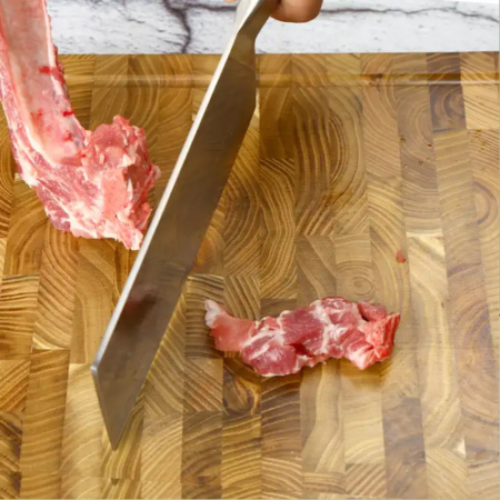 Tocator profesional de bucatarie din lemn masiv cu maner din inox, 42x31.5x4cm [4]