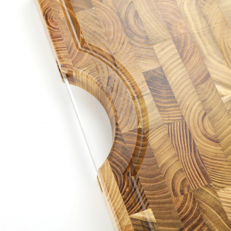 Tocator profesional de bucatarie din lemn masiv cu maner din inox, 42x31.5x4cm [1]