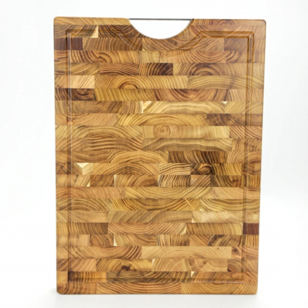 Tocator profesional de bucatarie din lemn masiv cu maner din inox, 42x31.5x4cm [3]