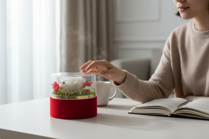 Aranjament cu trandafir criogenat , in cutie catifea cu capac detasabil [2]