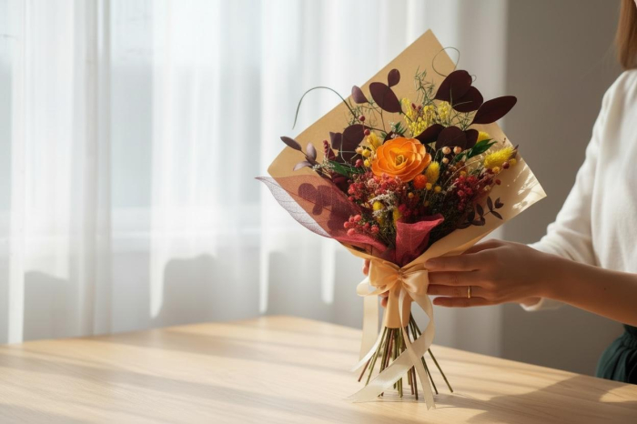 Buchet din flori naturale uscate și stabilizate, multicolor [2]