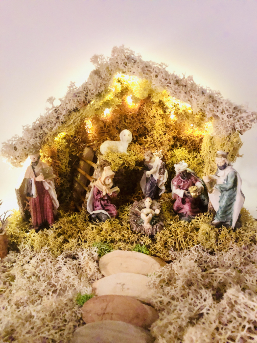 Aranjament cu licheni, Peisaj de Craciun, Iluminat, Eventissimi, Bej [4]