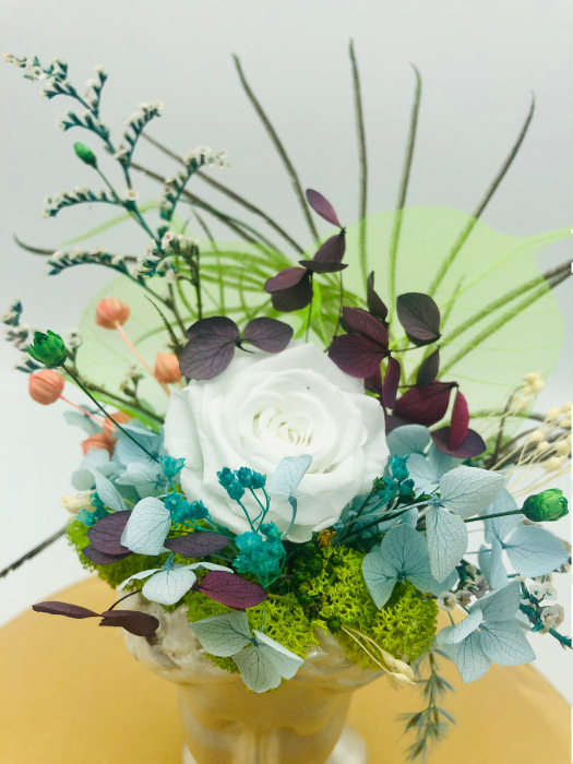 Aranjament floral cu Trandafir Criogenat si plante Criogenate in vaza Venus, Eventissimi [3]
