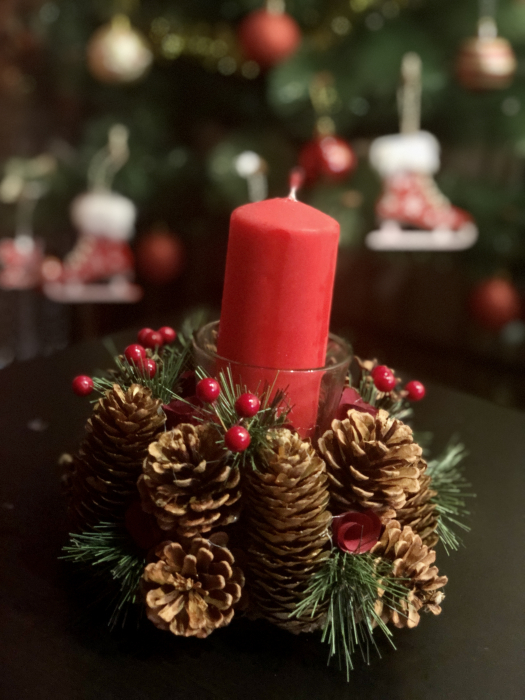 Aranjament Floral de Craciun cu Brad, Conuri si Lumanare, Eventissimi, Multicolor [3]