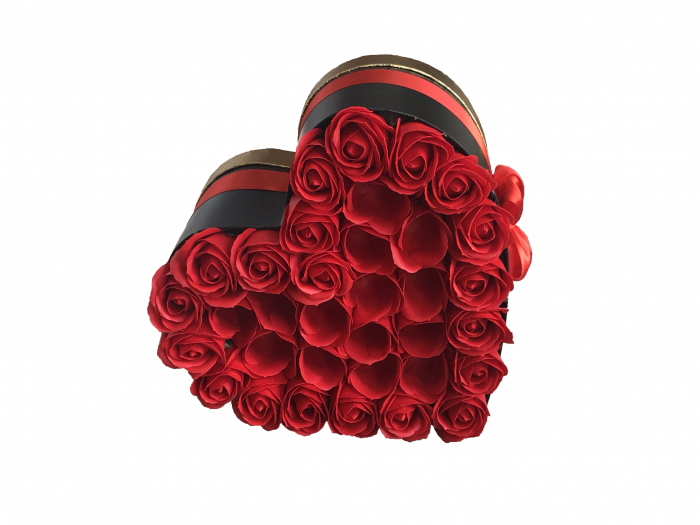 Aranjament Floral EVENTISSIMI - 14 praline Ferrero Rocher, cutie „inima”, Rosu/Negru [2]