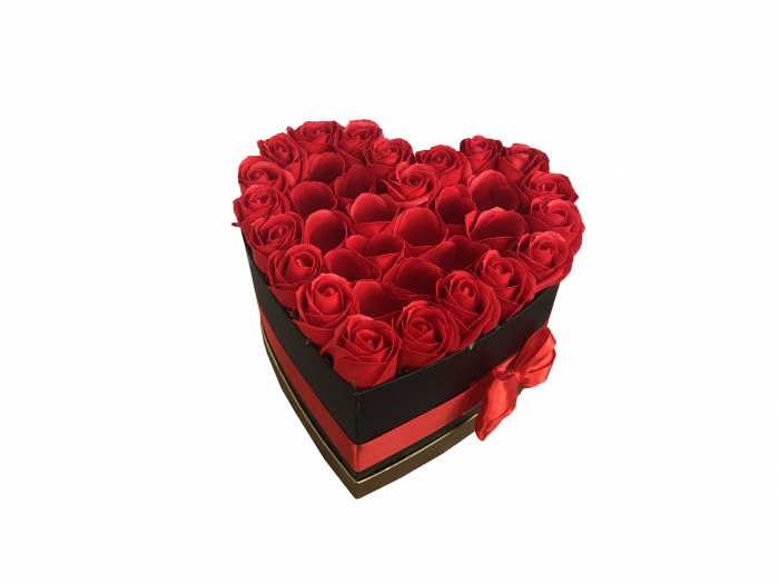 Aranjament Floral EVENTISSIMI - 14 praline Ferrero Rocher, cutie „inima”, Rosu/Negru [6]