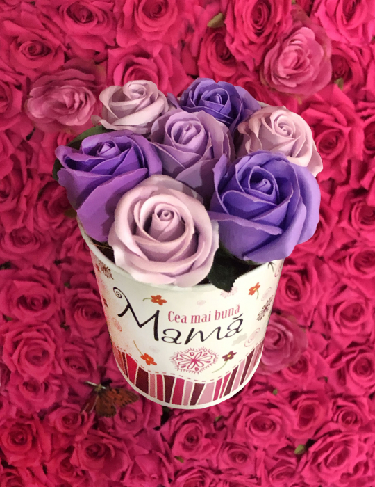 Aranjament Floral EVENTISSIMI - ”Pentru cea mai buna mama”, Mov/Lila [4]