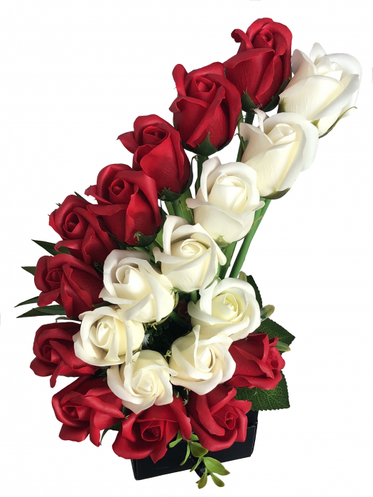 Aranjament Floral Eventissimi - Trandafiri Albi & Rosii [2]
