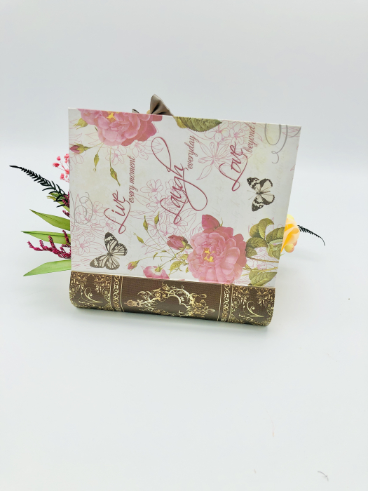 Aranjament floral personalizabil, Eventissimi, cutie cadou, carte, balerina, trandafiri sapun si plante uscate multicolor [3]