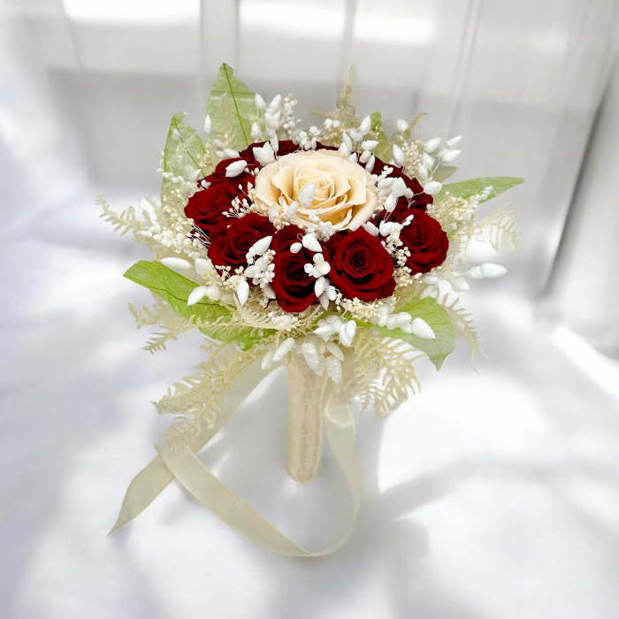 Buchet de flori criogenate, frunze voal si floarea miresei naturala uscata, ideal pentru ocazii speciale [4]