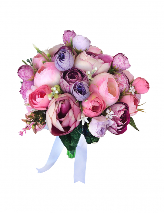 Buchet de Flori EVENTISSIMI - 27 Bujori, Roz/Mov [3]