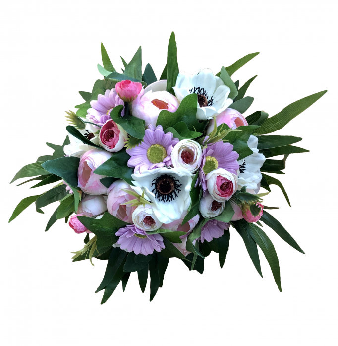 Buchet de Flori EVENTISSIMI - Anemone, Bujori si Crizanteme, Multicolor [2]