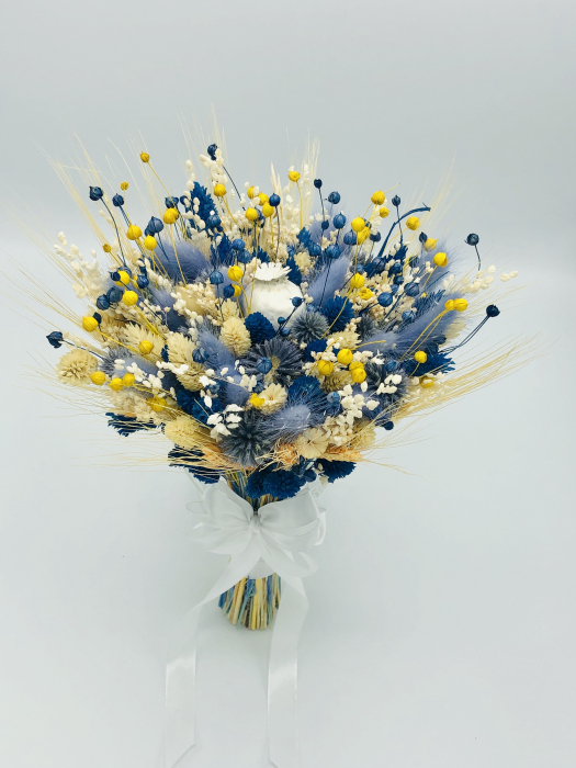 Buchet de Flori Eventissimi - Plante Uscate, Galben / Albastru [3]