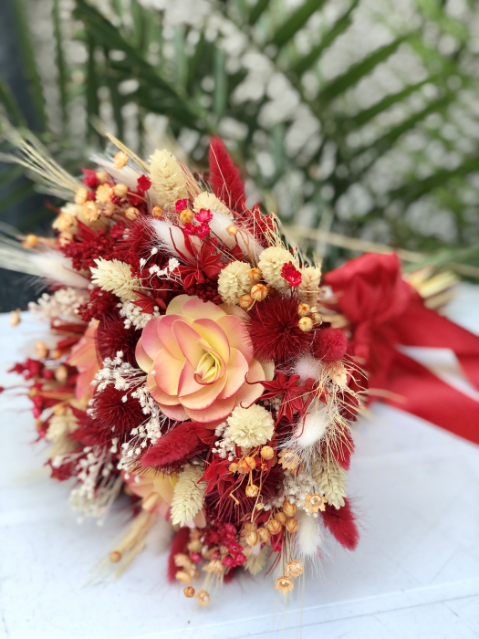 Buchet de Flori Eventissimi - Plante Uscate, Multicolor, Rosu / Galben [2]