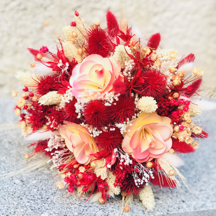 Buchet de Flori Eventissimi - Plante Uscate, Multicolor, Rosu / Galben [3]