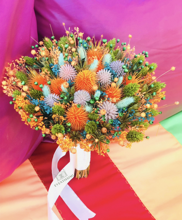 Buchet de Flori Eventissimi - Plante Uscate, Portocaliu / Verde [3]