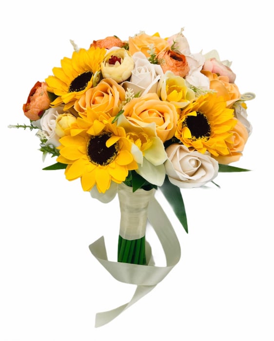 Buchet de Flori Eventissimi - Trandafiri, Floarea Soarelui si Bujori, Multicolor [1]