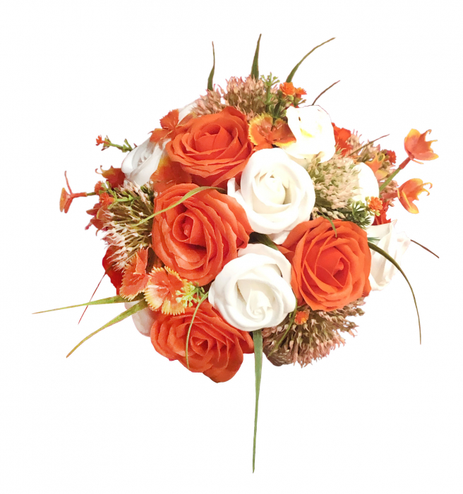 Buchet de Flori EVENTISSIMI - Trandafiri, Portocaliu/Alb [3]