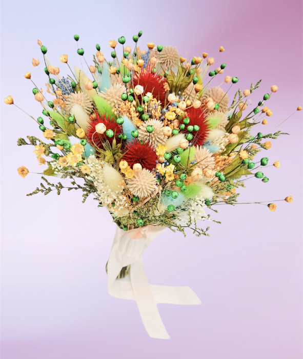 Buchet flori din plante naturale uscate Multicolor [2]