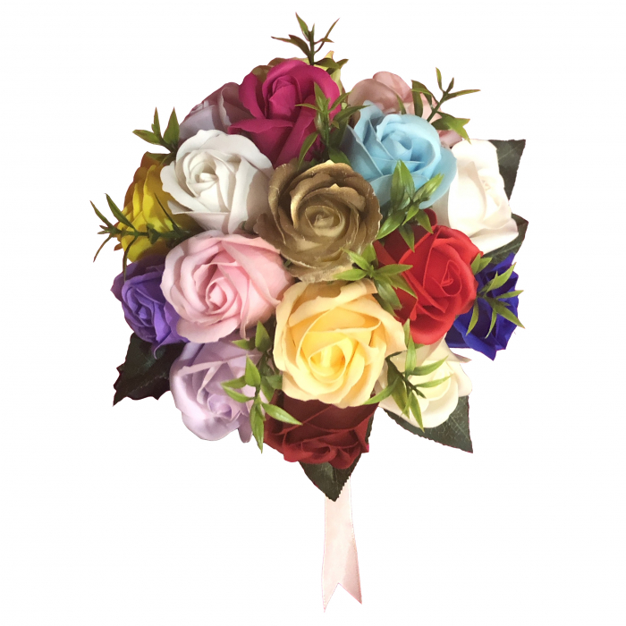 Buchet flori personalizabil, Eventissimi - 17 Trandafiri curcubeu [3]