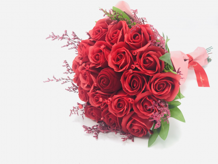 Buchet mediu personalizabil cu trandafiri pentru cerere in casatorie (Rosu) [5]