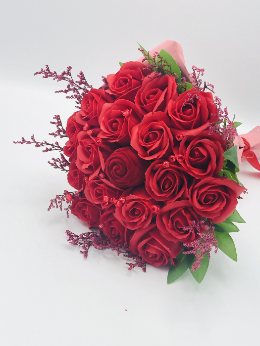 Buchet mediu personalizabil cu trandafiri pentru cerere in casatorie (Rosu) [9]