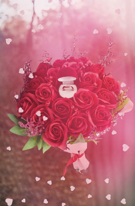 Buchet mediu personalizabil cu trandafiri pentru cerere in casatorie (Rosu) [2]