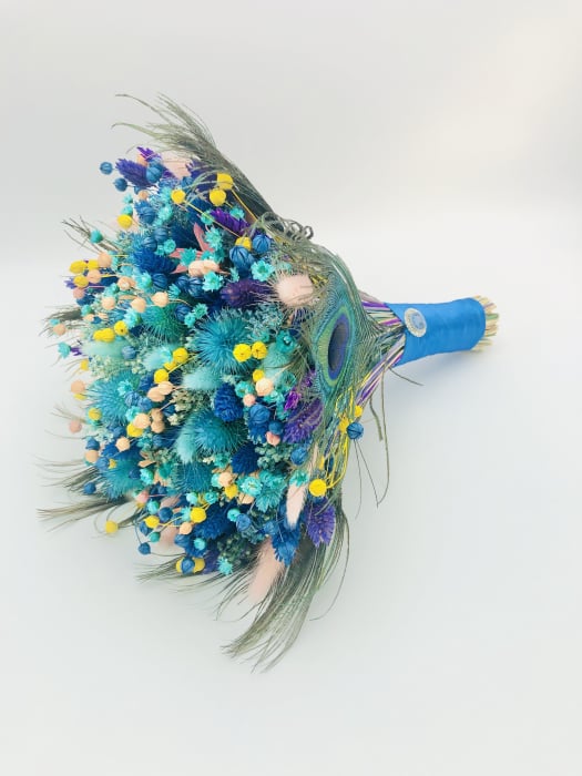 Buchet flori personalizabil, Eventissimi, Plante Naturale Uscate, Multicolor, Predominant Albastru [3]