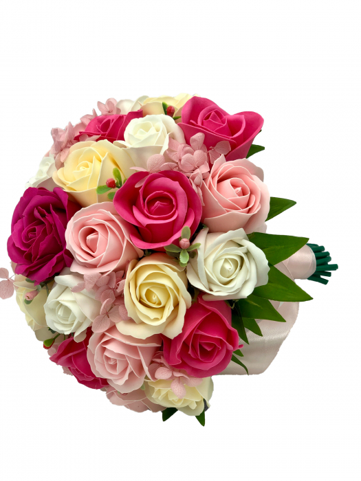 Buchet mare personalizabil cu trandafiri, plante decorative si hortensii (Multicolor) [3]
