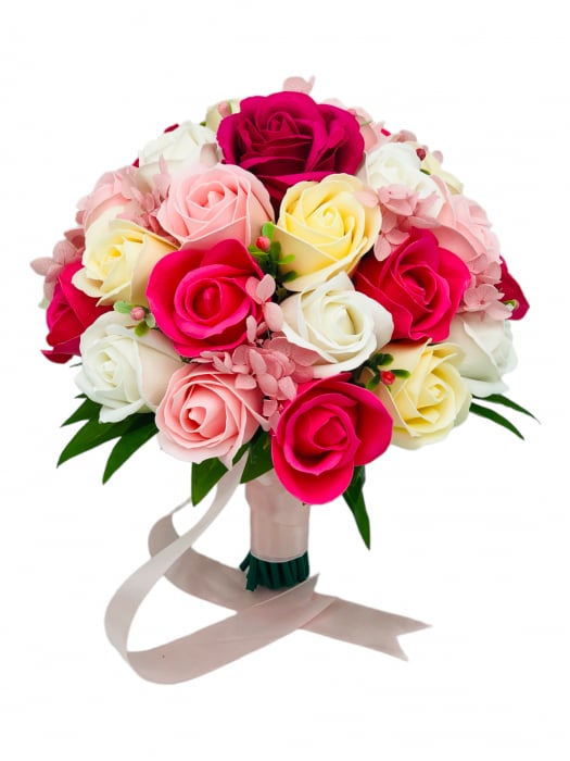 Buchet mare personalizabil cu trandafiri, plante decorative si hortensii (Multicolor) [1]