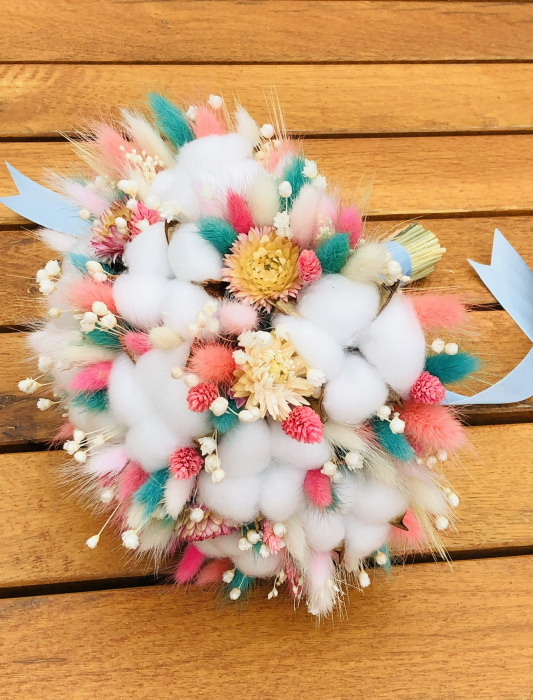 Buchet mare personalizabil din bumbac si flori naturale uscate (Multicolor) [3]