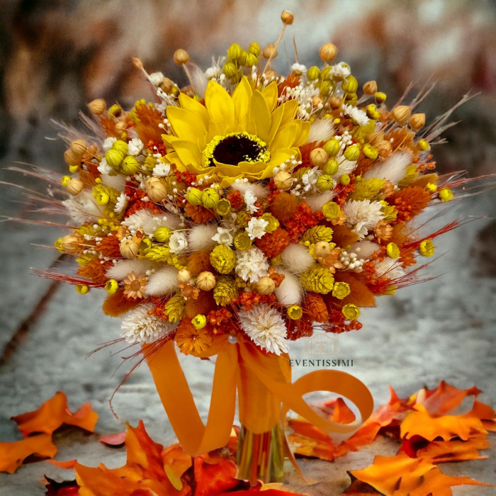 Buchet cu floarea soarelui , personalizabil, ideal pentru  nuntă traditionala  sau cadou [2]